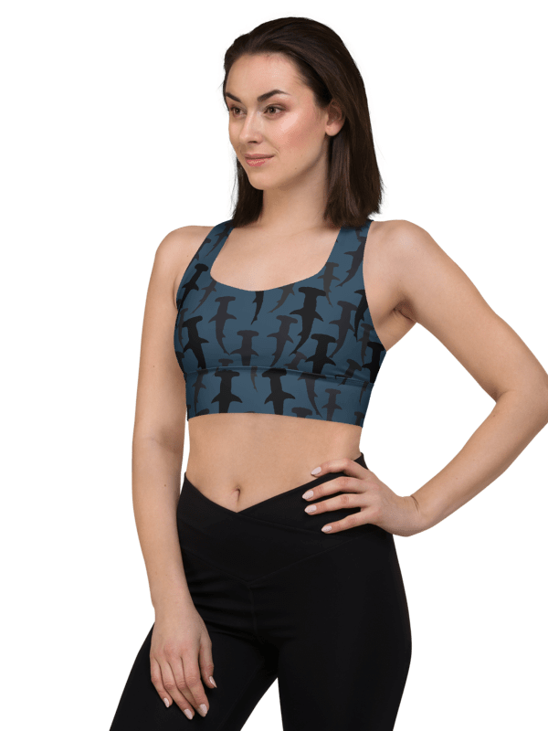 Hammerhead Sharks - Dark Ocean - Recycled Polyester - Longline Sports Bra product image (6)