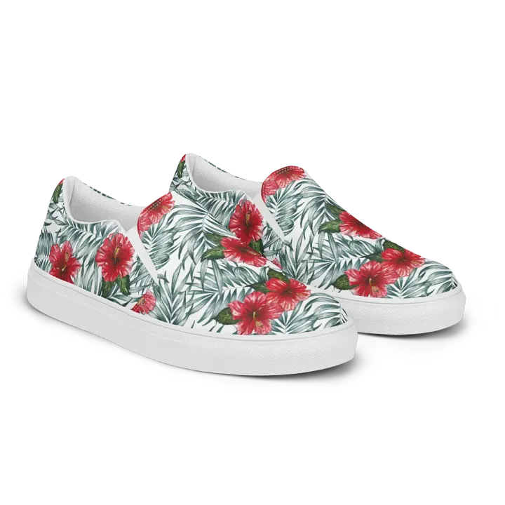 Hibiscus Leaf Design | Men's Slip-On Canvas Shoes product image (2)