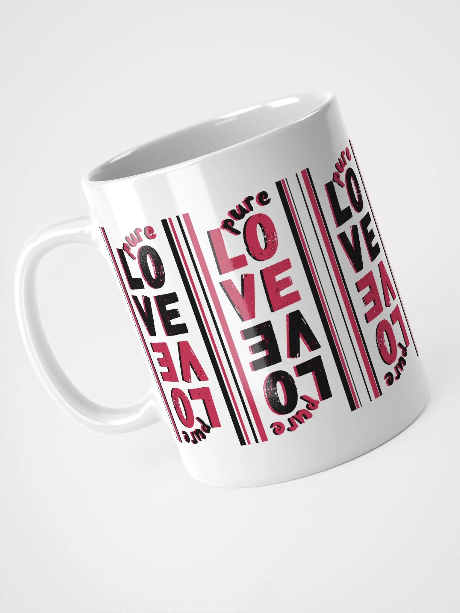 Pure LOVE dual Color Stripes in Black-Magenta - white glossy Mug product image (5)
