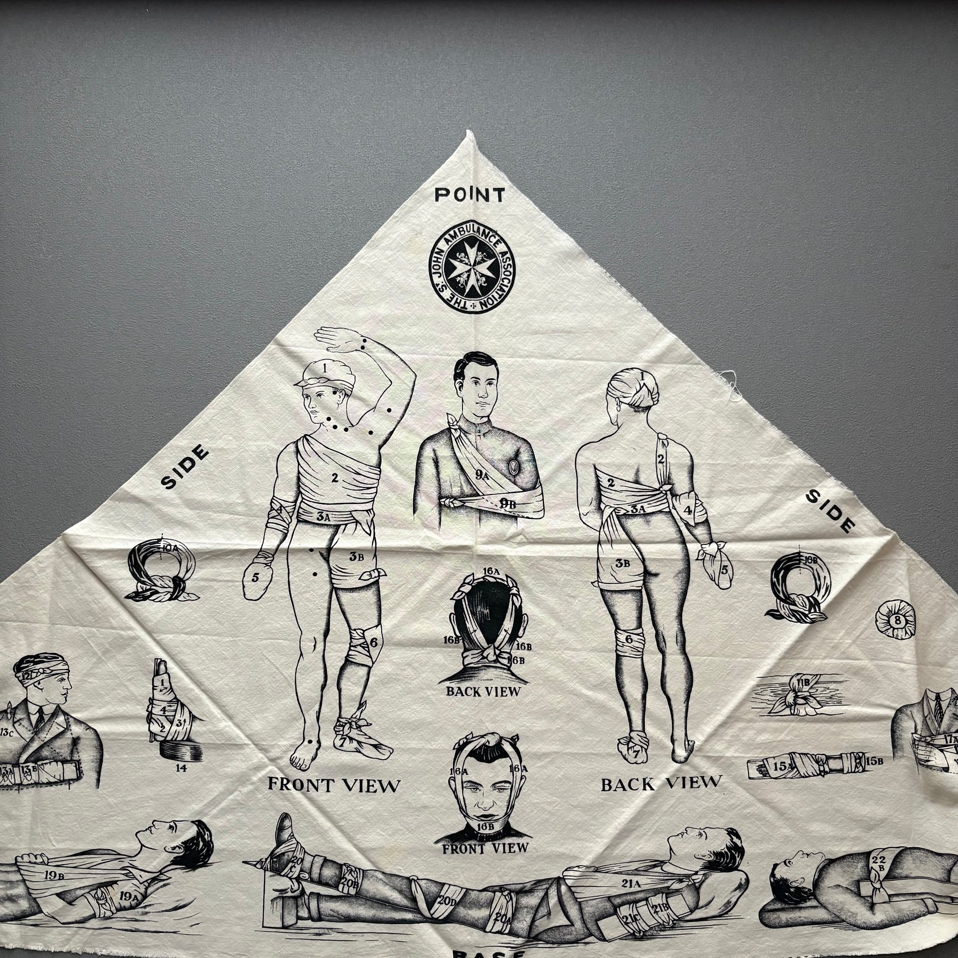 ビンテージ ST JOHN AMBULANCE エスマーチ包帯 バンダナ 三角巾 1910s20s30s40s ホスピタル イギリス軍 バンテージ product image (2)