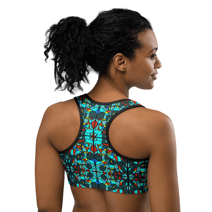 Turquoise Stained Glass – Vibrant Pattern Basic Sports Bra product image (2)