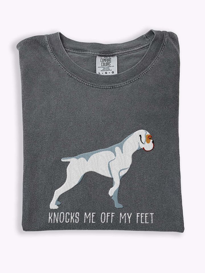 Knocks Me Off My Feet T-Shirt(Embroidered) of a Boxer(White) product image (1)