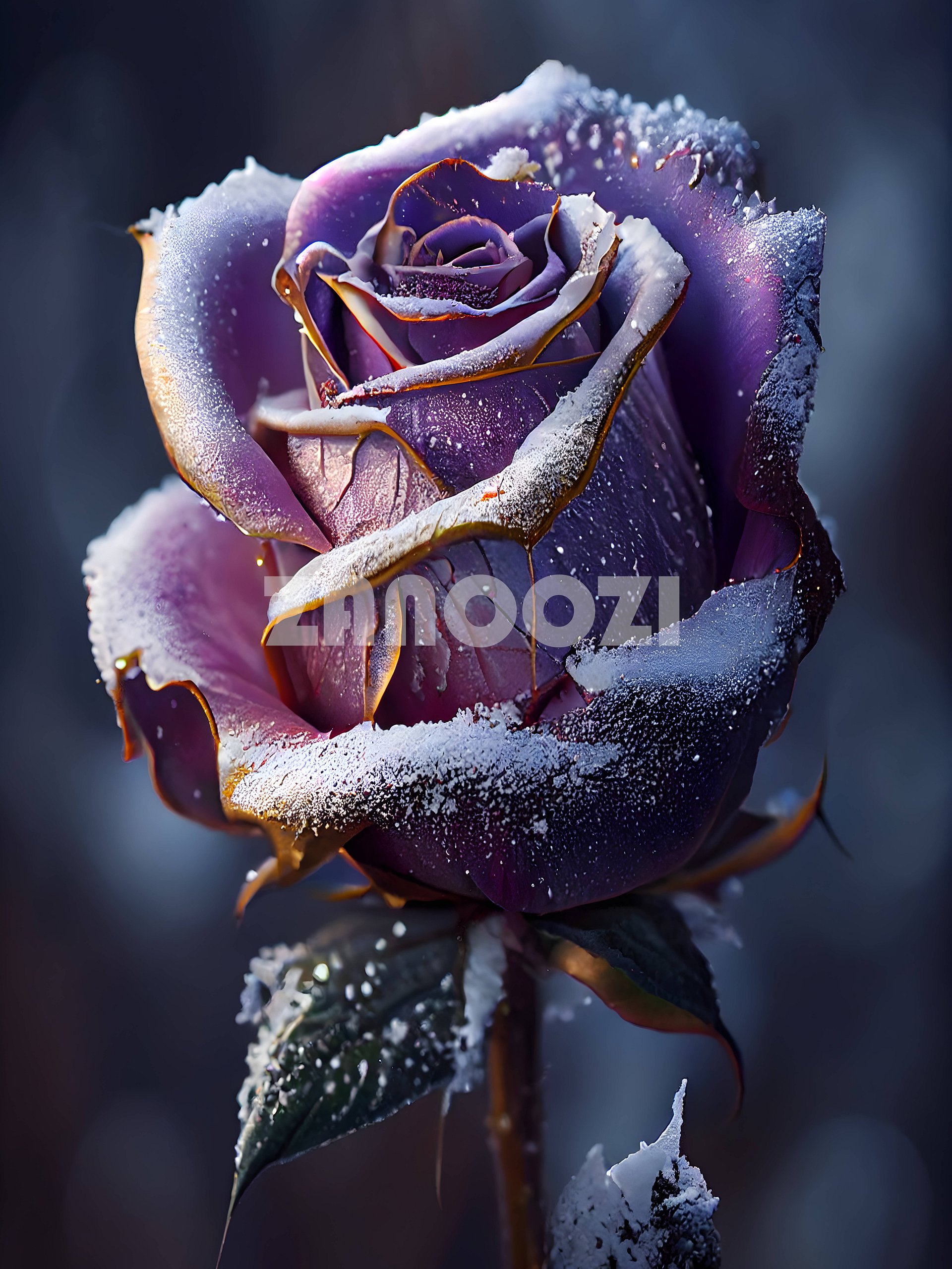 Frosted Purple Rose – Romantic Winter Floral Print product image (1)