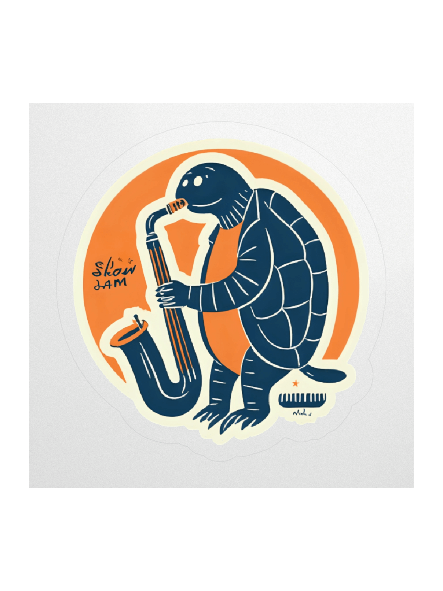 Saxy Turtle Kiss Cut Sticker product image (1)