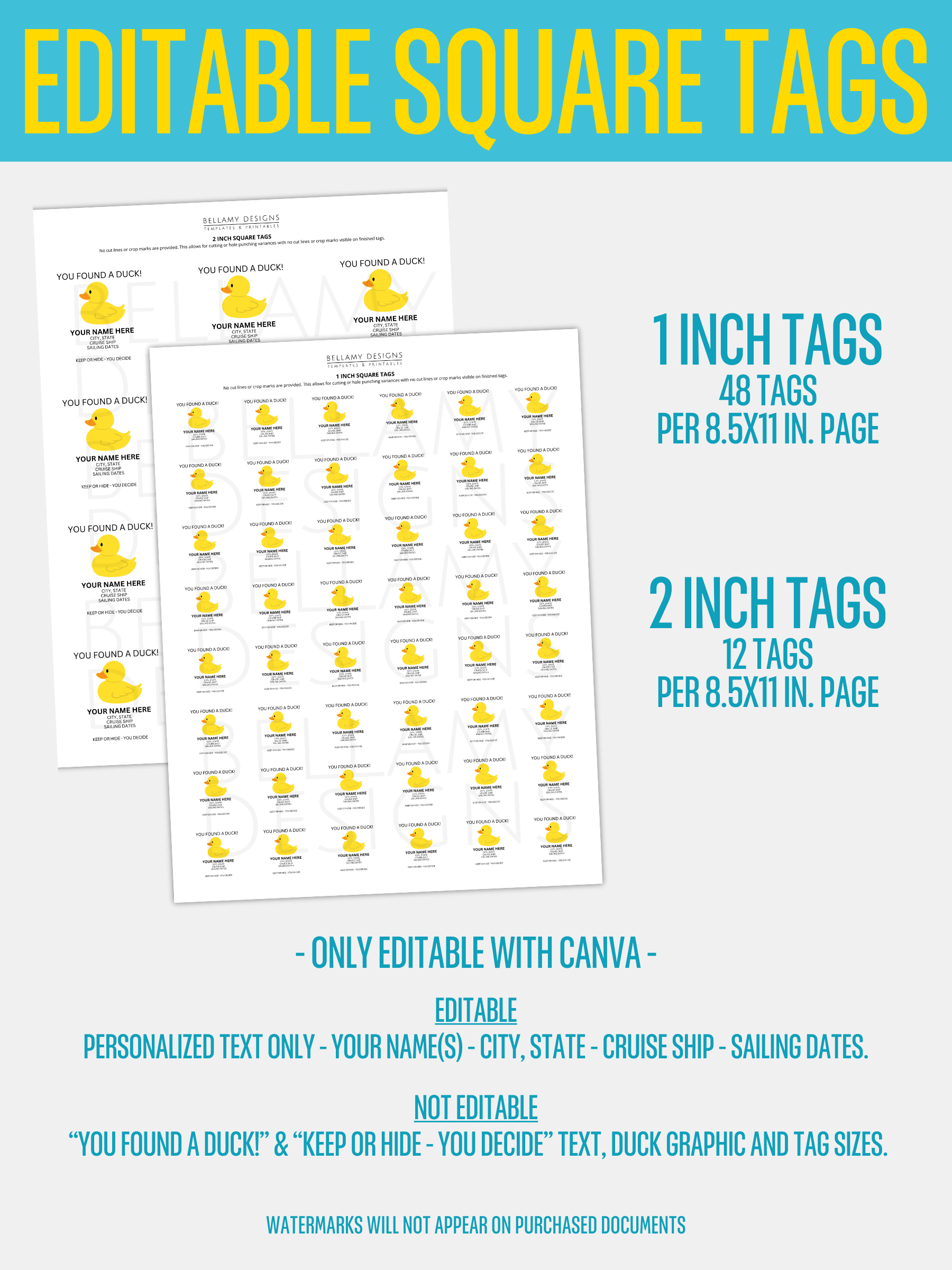 Editable Cruise Duck Tags - Circles & Squares product image (6)