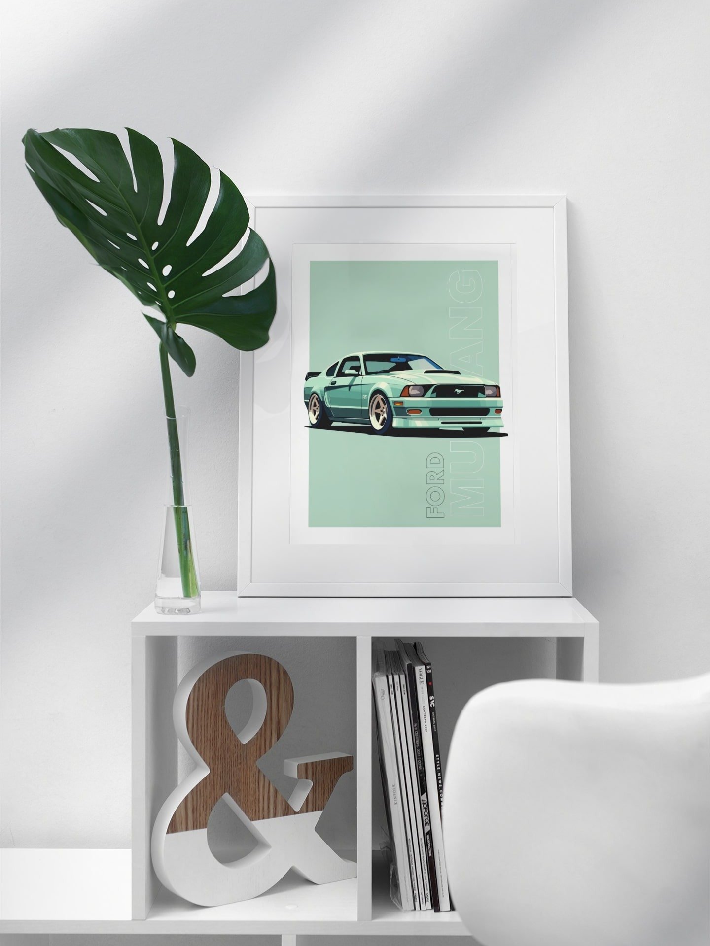 Vintage Ford Mustang GT Art Print, Classic Muscle Car Poster, Retro Automotive Wall Art, American Muscle Car Enthusiast Gift, Car Collector product image (3)