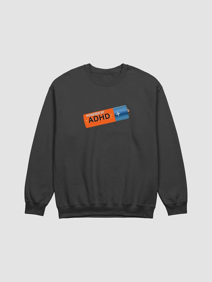 Powered by ADHD Battery Sweatshirt | Cozy Neurodivergent Crewneck | ADHD Awareness Pullover Sweater product image (1)