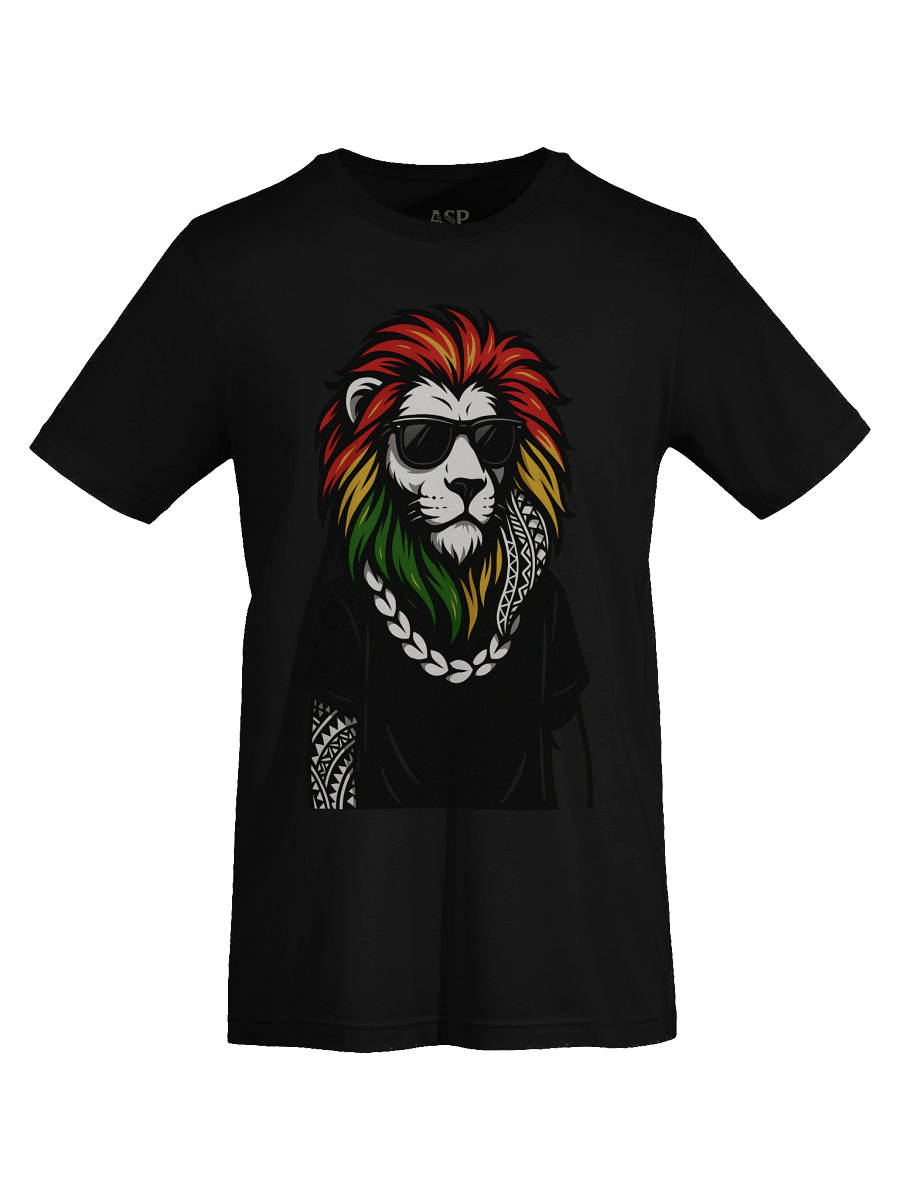 Reggae Lion Head T-Shirt – Polynesian Tribal Streetwear Design with Rasta Colors | Samoan Island Vibes by ASP Apparel product image (7)