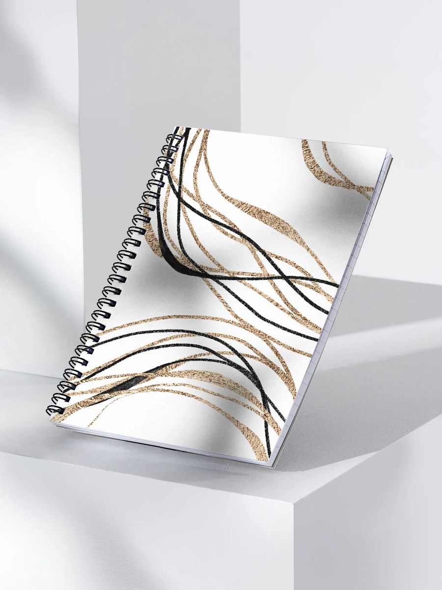 Black & Gold Swirls Line Art Spiral Notebook product image (3)