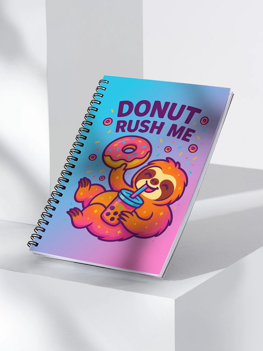 Donut Rush Me – Funny Sloth Notebook With Bubble Tea & Donut | Sloths Having Snacks Collection product image (3)