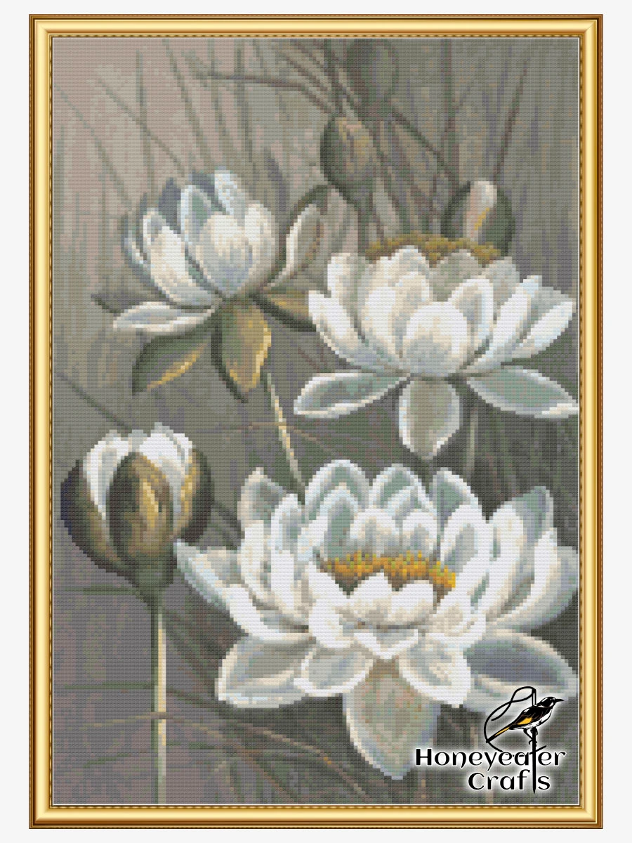 White Water Lily: Floral Cross Stitch Pattern PDF product image (4)