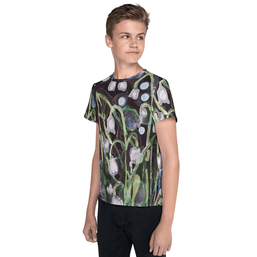 Vibrant Canvas Youth T-Shirt - Lilies of the Valley Ink Art Painting product image (3)