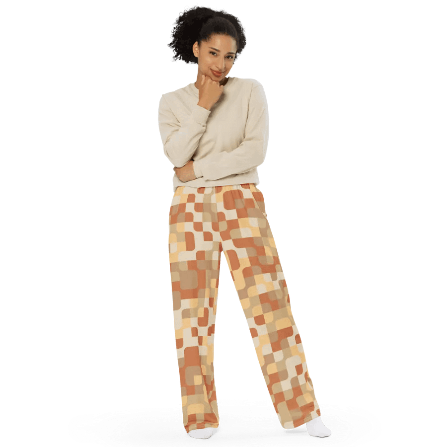 BUIII Pixelated Geometry: Warm Ember Wide-Leg Pants product image (9)
