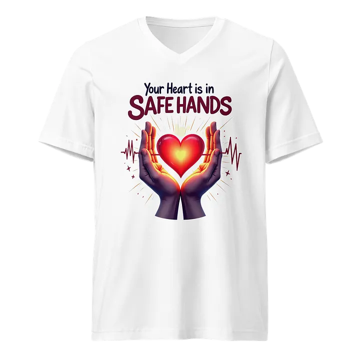Glowing Heart Safe Hands V-Neck Tee product image (1)