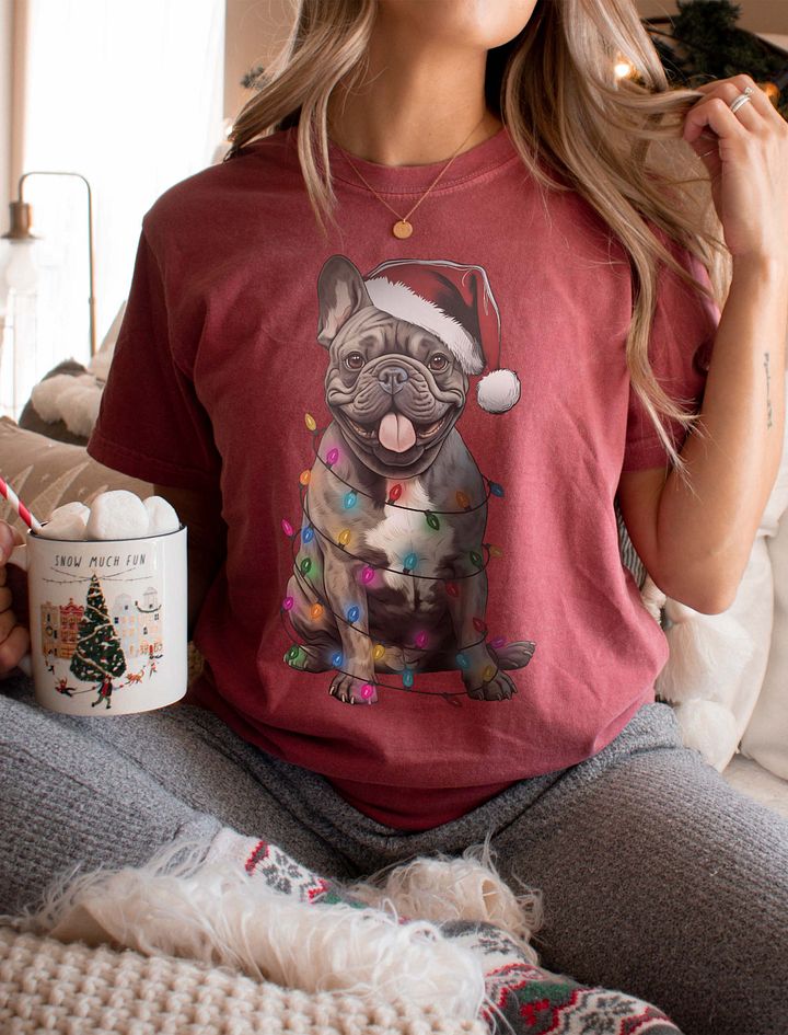 Funny French Bulldog(Brindle) Christmas T-Shirt for Frenchie Paw-rents product image (6)