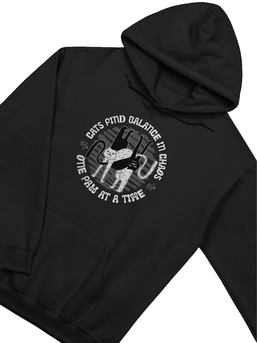 Cats Find Balance in Chaos Hoodie | Funny Yin Yang Cat Sweatshirt for Cat Lovers product image (1)