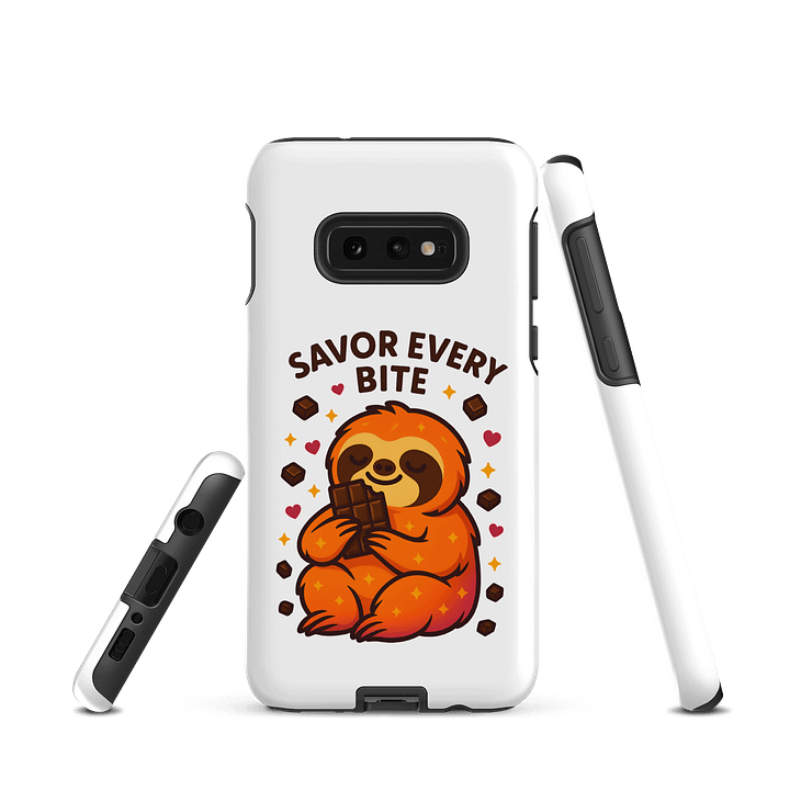 Savor Every Bite – Funny Sloth Samsung Case | Chocolate Edition Tough Phone Case – Sloths Having Snacks Collection product image (1)