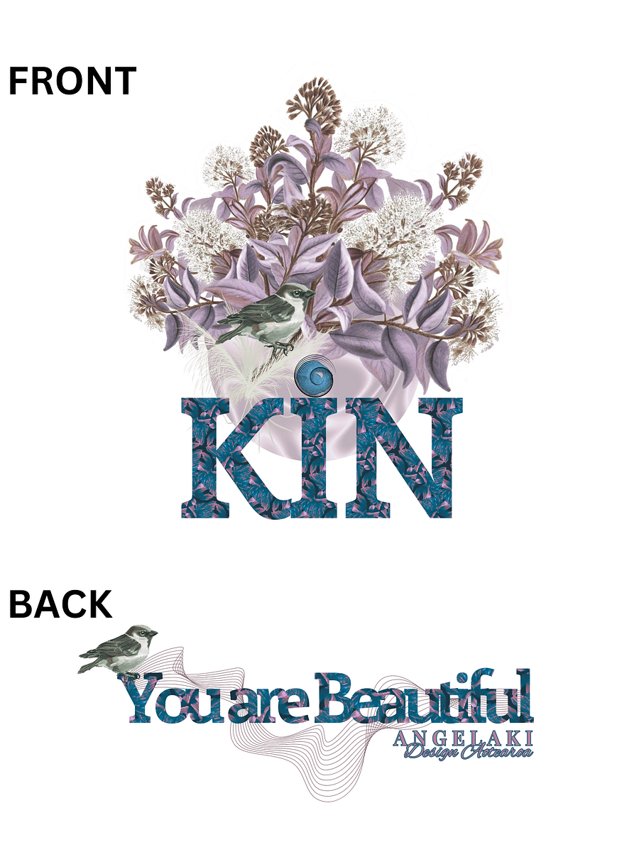 Unisex Kinship - You are Beautiful - Violet and Teal Sparrow and Rata Tee product image (48)