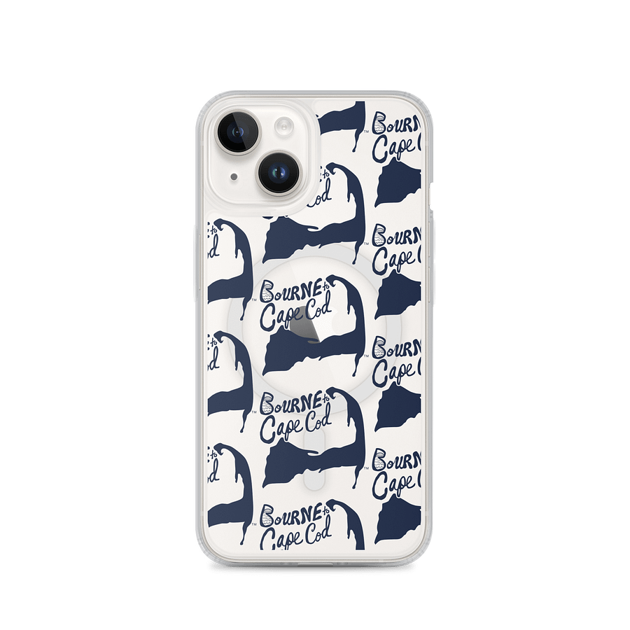 BOURNE to Cape Cod™ | MagSafe® Clear iPhone® Case | Coastal Cool Protection & Style | Navy Blue | Repeat Logo product image (1)