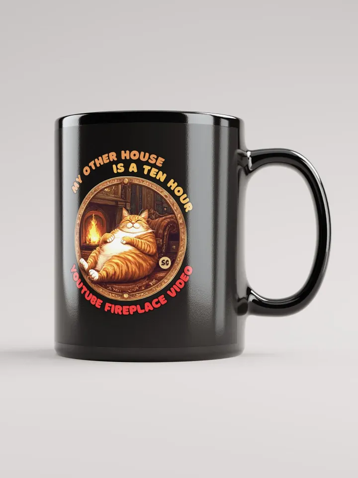 Cozy Cat - My Other House is a Ten Hour YouTube Fireplace Video | Black Glossy Mug product image (1)