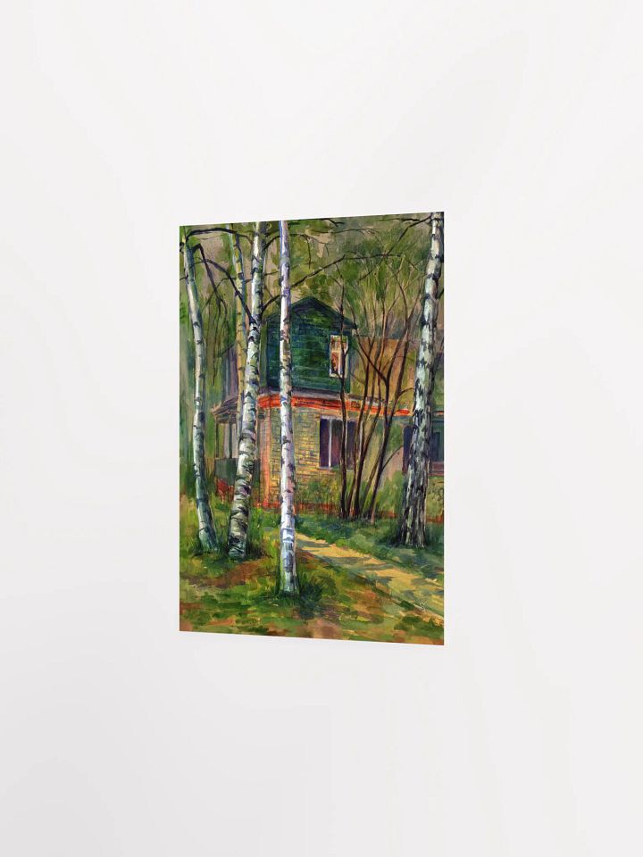 Rustic Retreat Matte Poster - Dacha in Birch Forest product image (4)