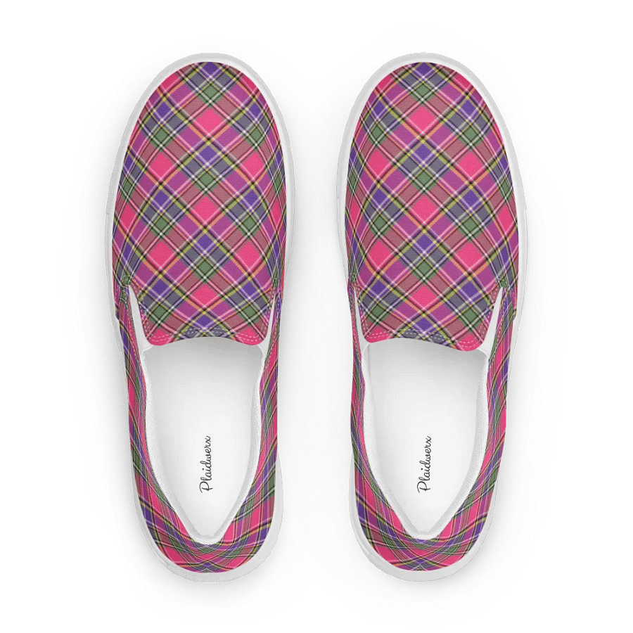 Pink and Purple Vintage Plaid Women's Slip On Shoes product image (1)