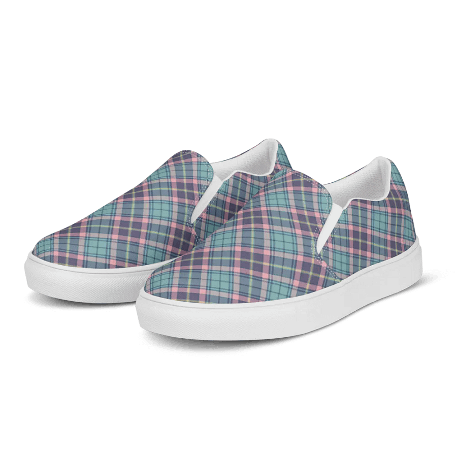 Light Green, Purple, and Pink Plaid Women's Slip-On Shoes product image (3)