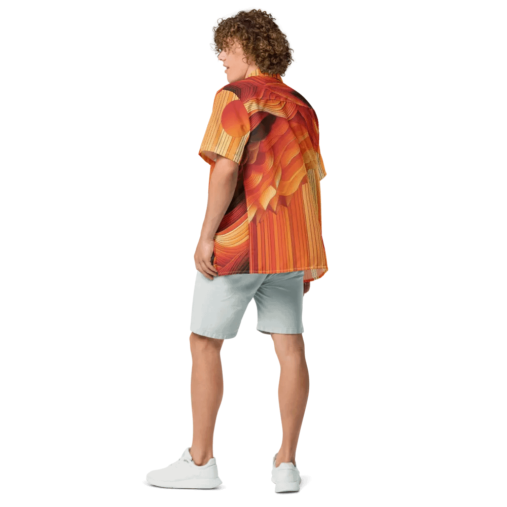 Men's Full-Print-9 Orange Hawaiian Shirt product image (2)