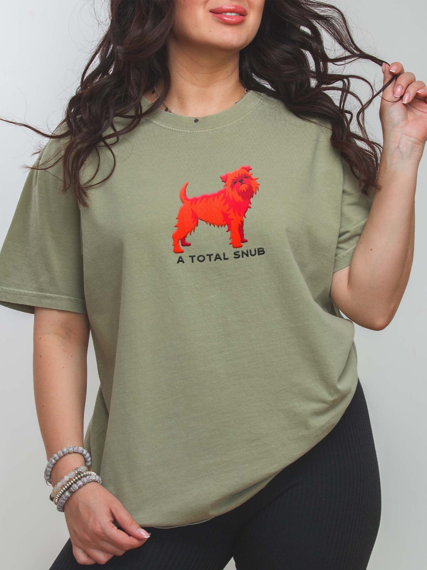 A Total Snub T-Shirt(Embroidered) of a Brussels Griffon(Red) product image (2)