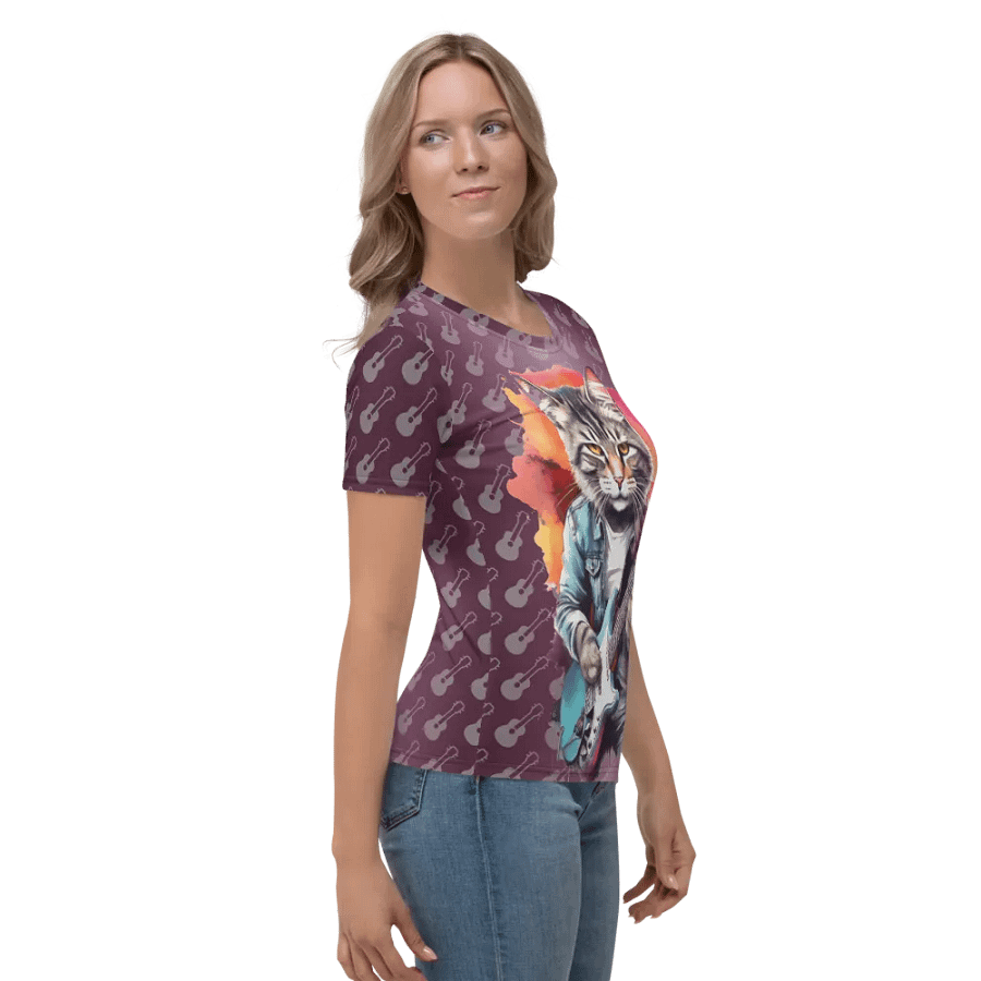 Cool Cat Play Guitar All Over Print T-shirt product image (4)