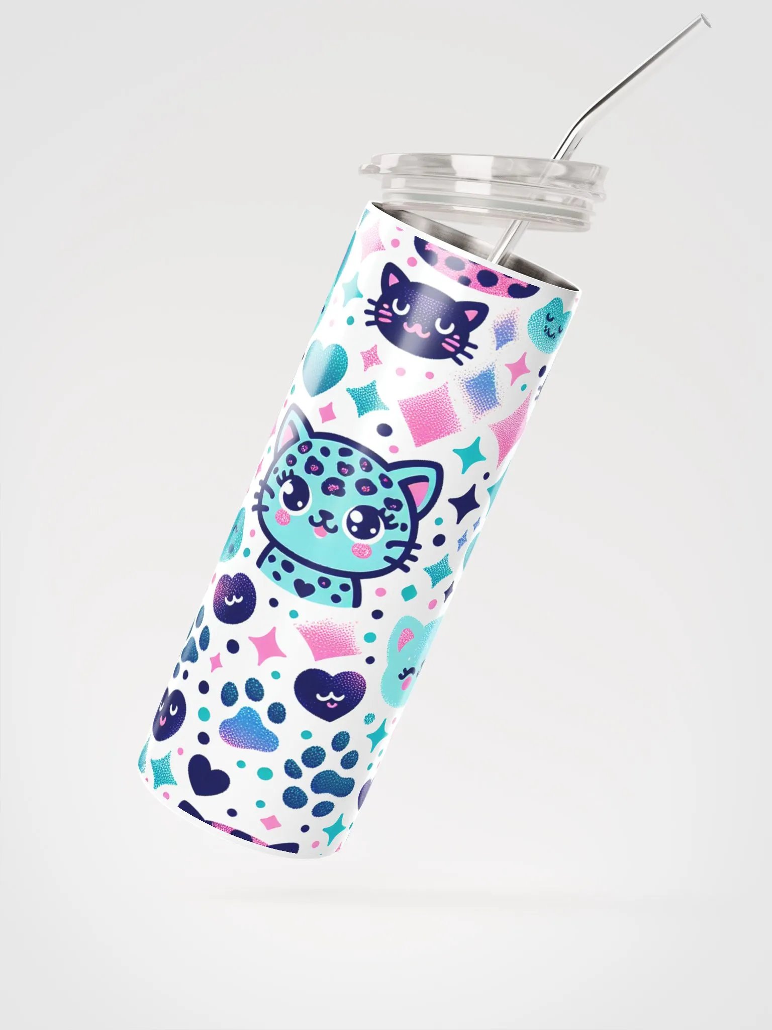 Whimsical Cat Expression Stainless Steel Tumbler product image (4)