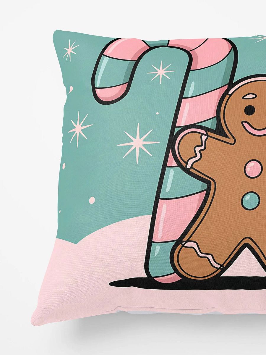 Festive Candy Cane and Gingerbread Man All-Over Print Pillow product image (5)