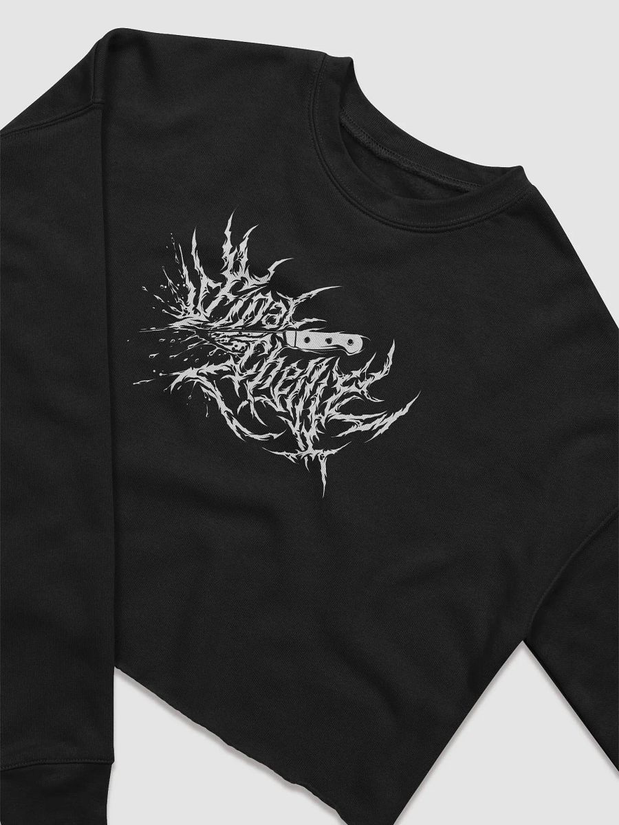 Keep It Metal White Logo Womens Fleece Crop Top Printed Sweatshirt product image (2)