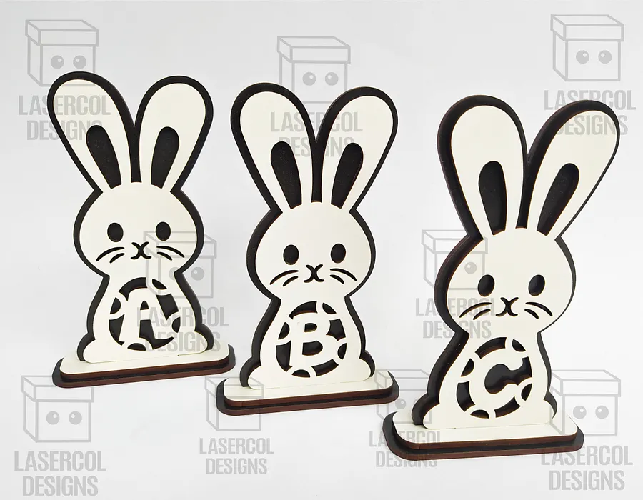 Easter Bunny Monogram Set 1 (3 Sizes) - Laser Cut Files product image (5)