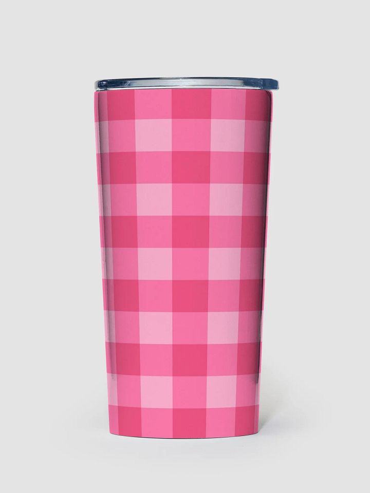 Bright Pink Checkered Plaid Travel Tumbler product image (2)