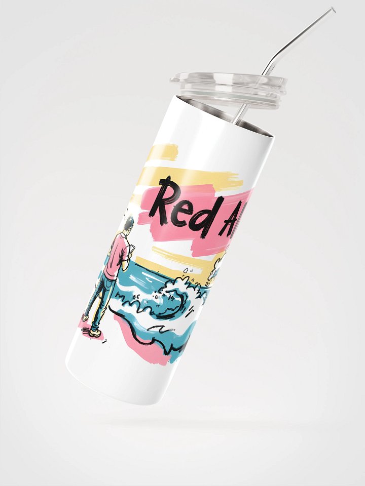 Red Alert Beach Art Print – Sunset Danger Warning Steel Tumbler product image (3)