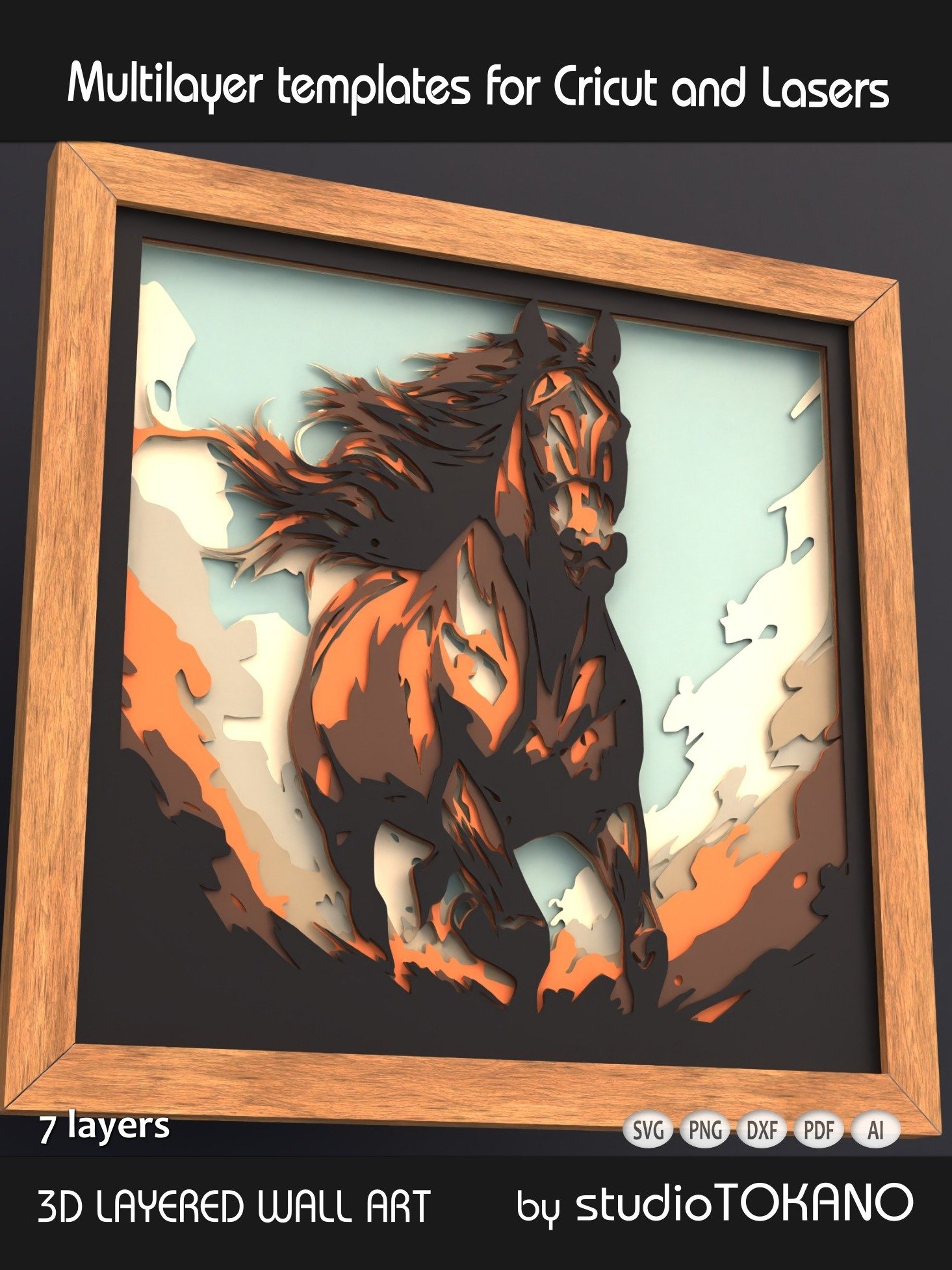 Running Horse 3D Layered SVG product image (5)