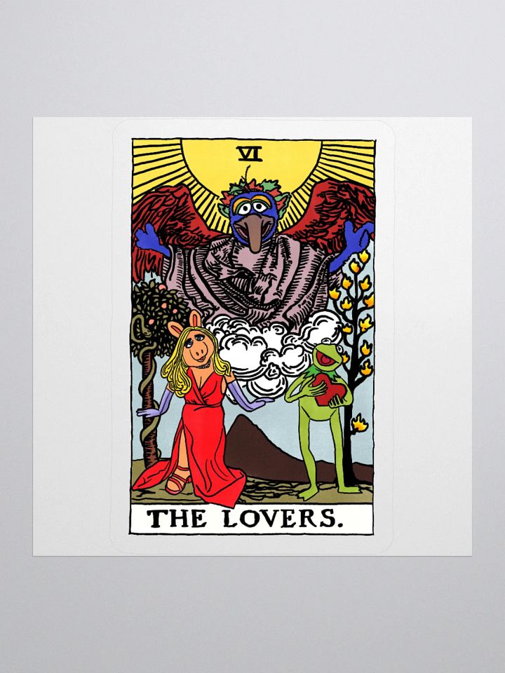 Piggy and Kermit Lovers Tarot Card Sticker product image (1)