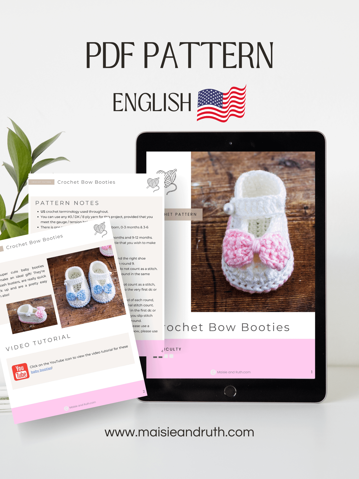 Crochet Pattern: Sweet Baby Shoes (with Bow) product image (2)