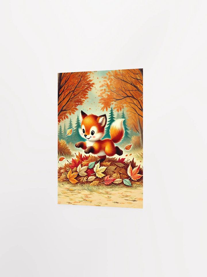 Adorable Fox Jumping in Leaves Autumn Premium Prints and Posters product image (15)