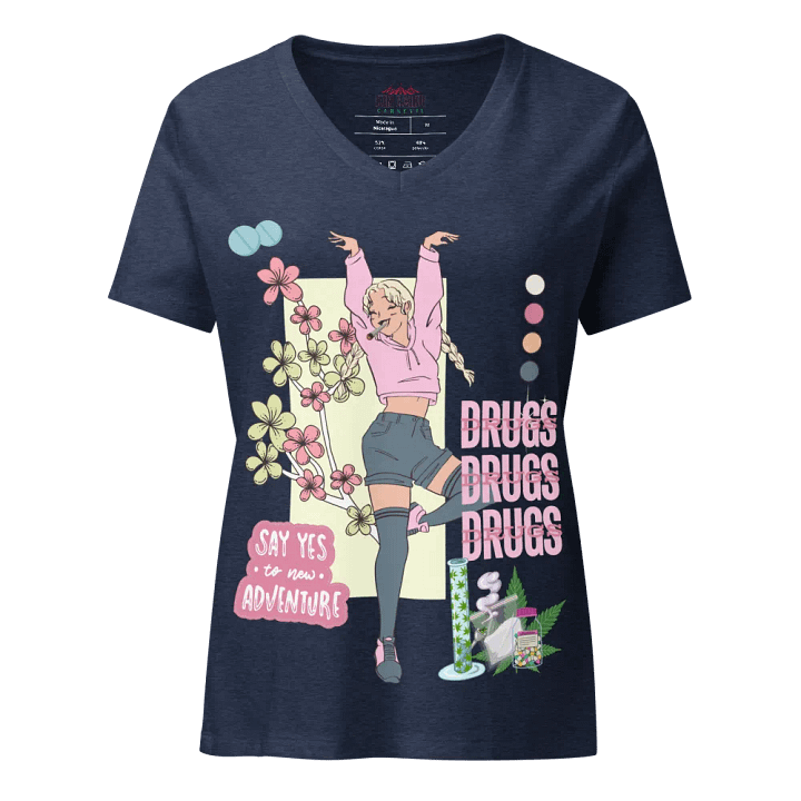 DRUGS DRUGS DRUGS Women's Relaxed V-Neck T-Shirt product image (14)
