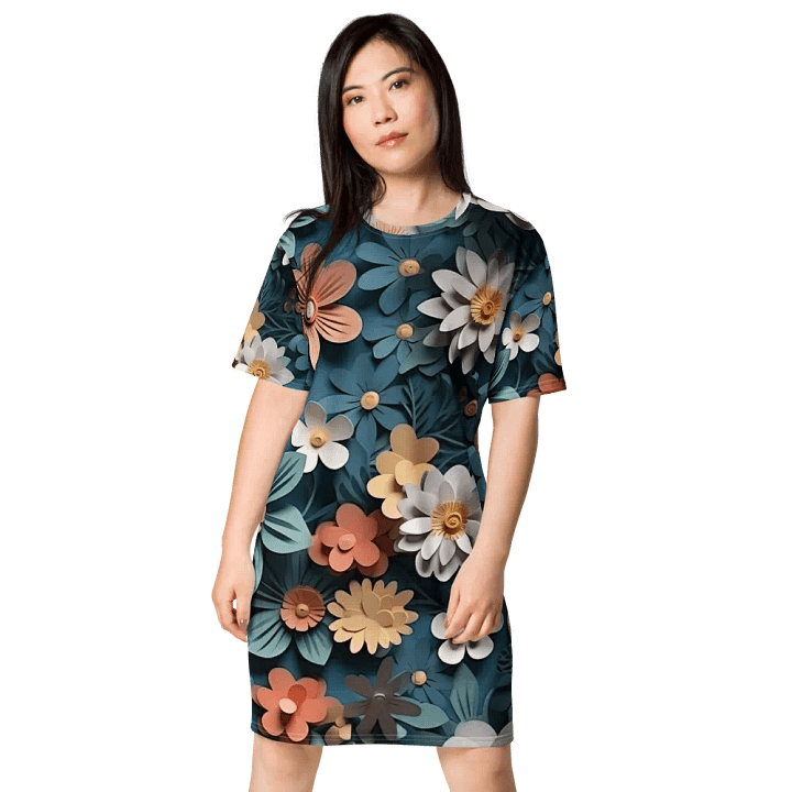 3D-Ditsy-Flowers-Seamless-Patterns T-shirt Dress - V9 product image (1)