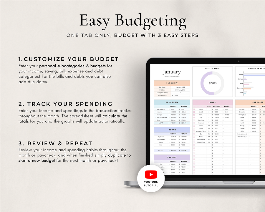 Simple Budget Planner Spreadsheet for Google Sheets product image (2)