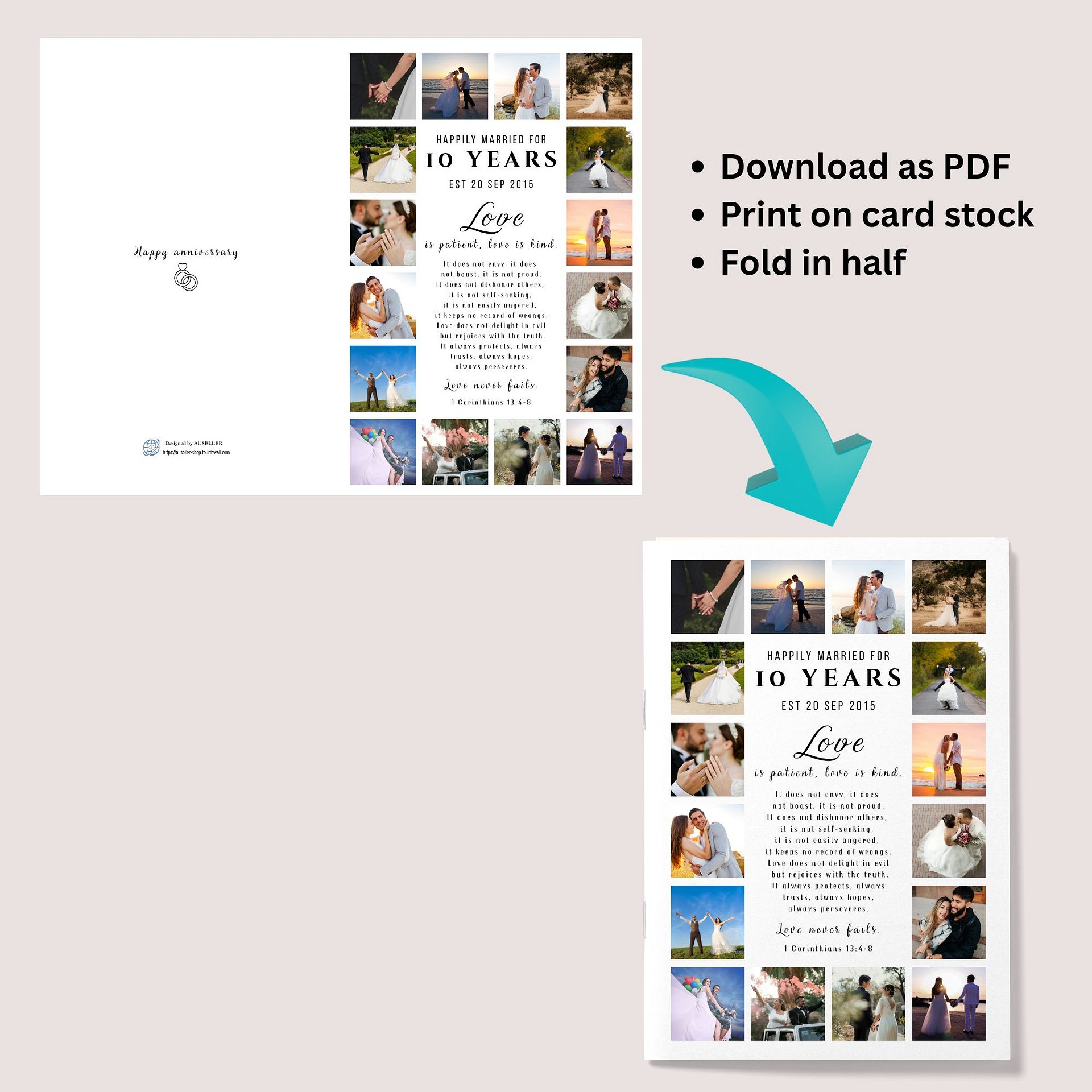 Love Is Patient Anniversary Photo Card Template product image (8)