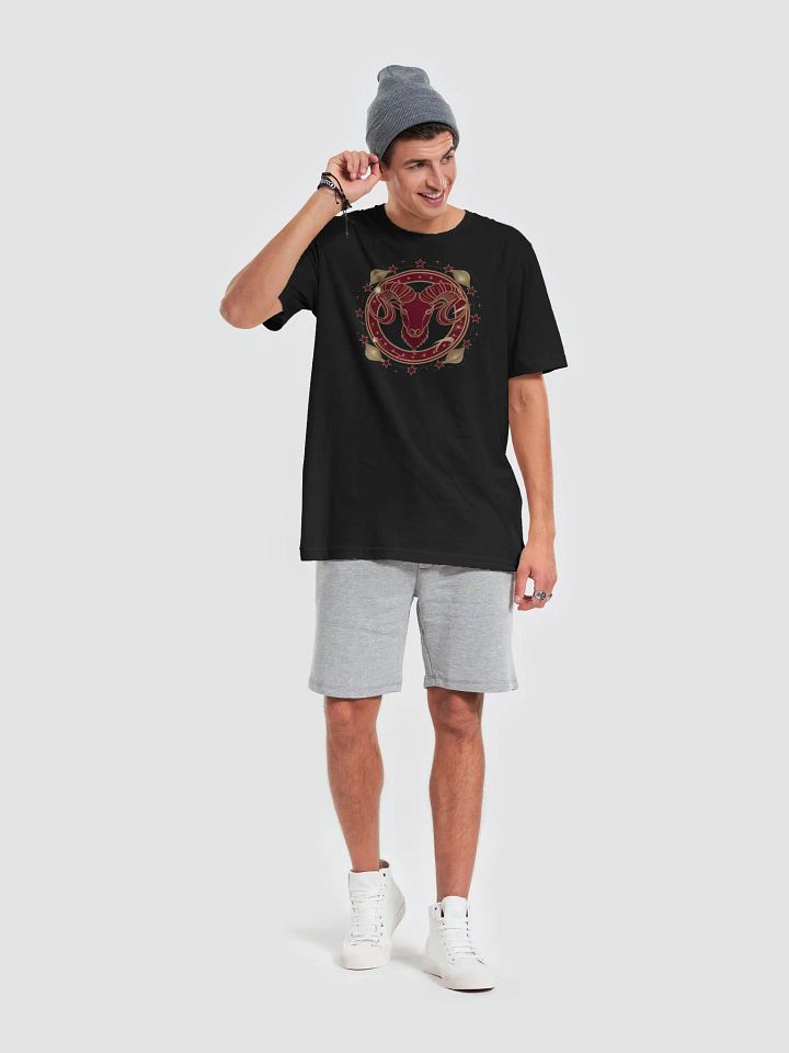 Exclusive Aries Zodiac T-Shirt - Regal Ram and Celestial Stars on Black product image (1)