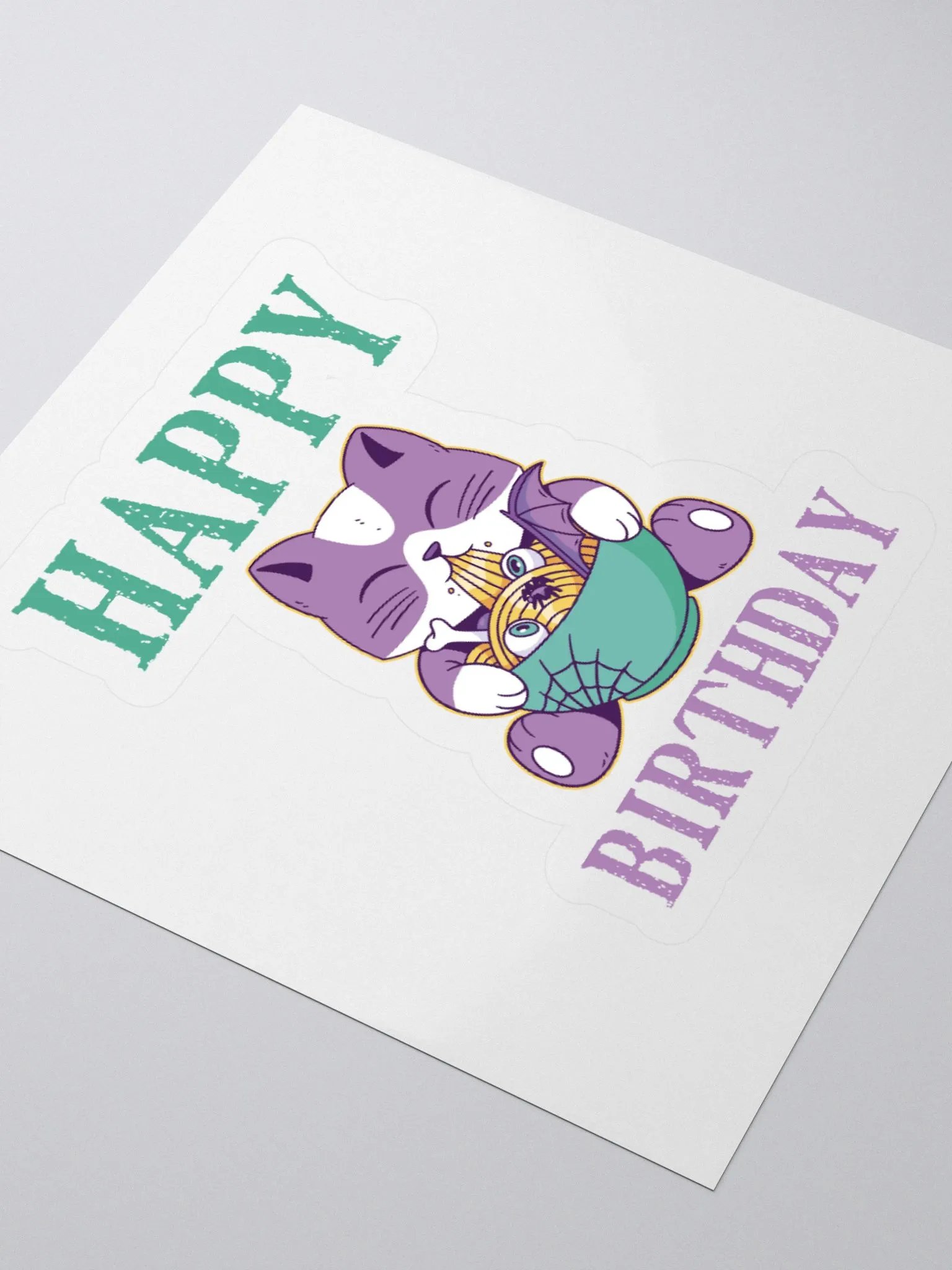 Happy Birthday (Spooky Cat Eating Noodles) Sticker product image (3)