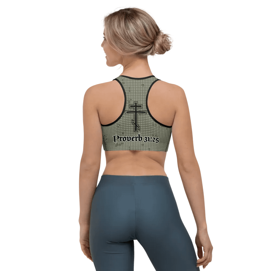 Faithful Camo: Proverb 3:25 Sports Bra - Desert Night Camo product image (7)