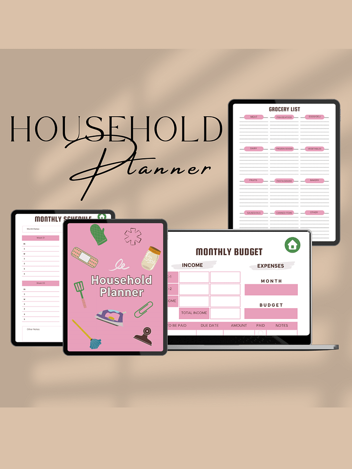 Ultimate Digital Household Planner | Hyperlinked Index | Monthly & Weekly Planners | Budget Tracker | Meal and Chore Planner product image (1)