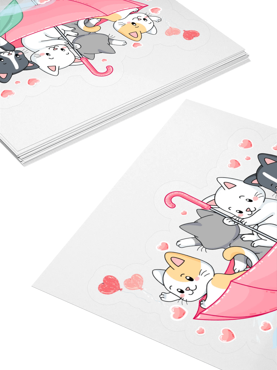 Whimsical Cats in Umbrella Boat Stickers product image (11)