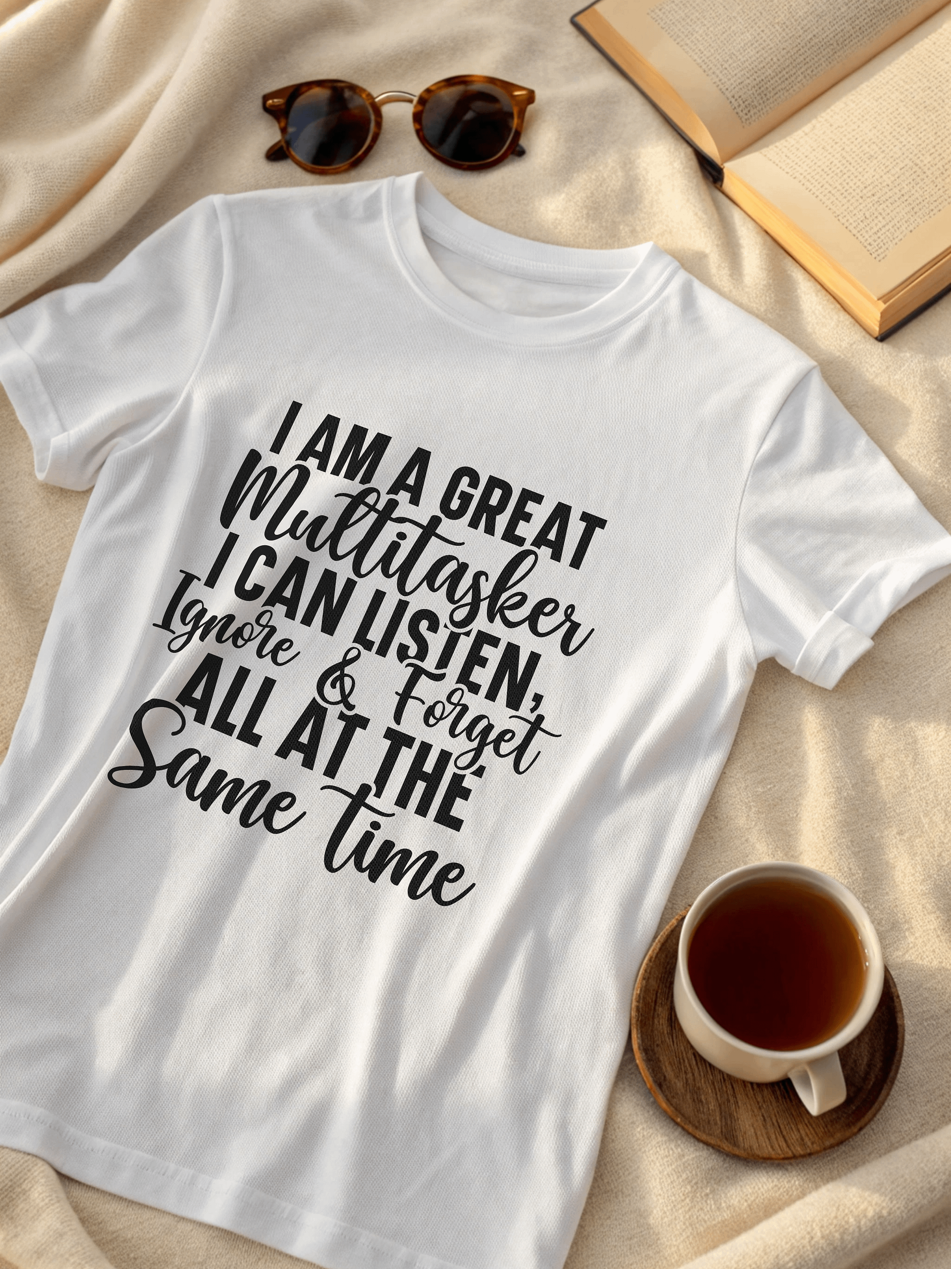 I Am A Great Multitasker I Can Listen Women White T-Shirt product image (2)